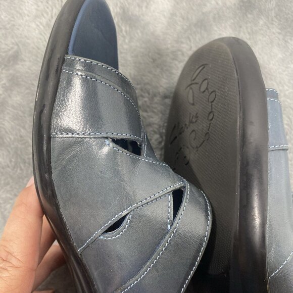 Clarks Womens Blue Strappy Heeled Slide Sandals Size US 7.5 Vtg Casual Office - Picture 8 of 10